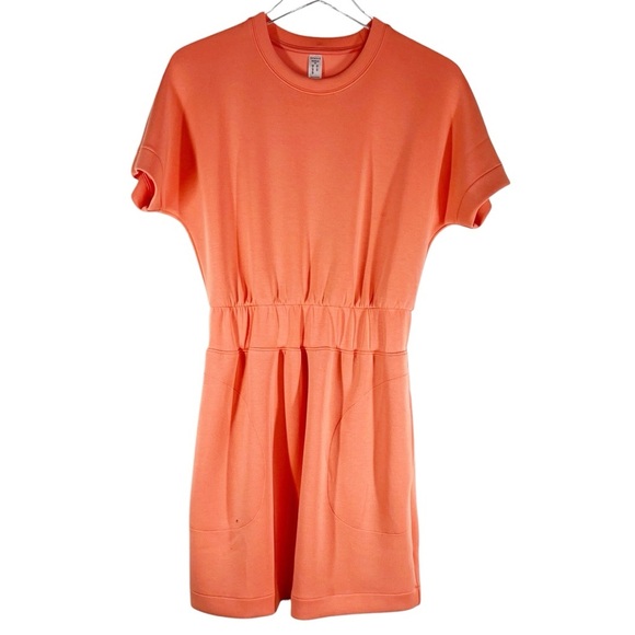 SPANX Orange Stretch Fabric Mini Dress Short Sleeve Size XS - Picture 2 of 10